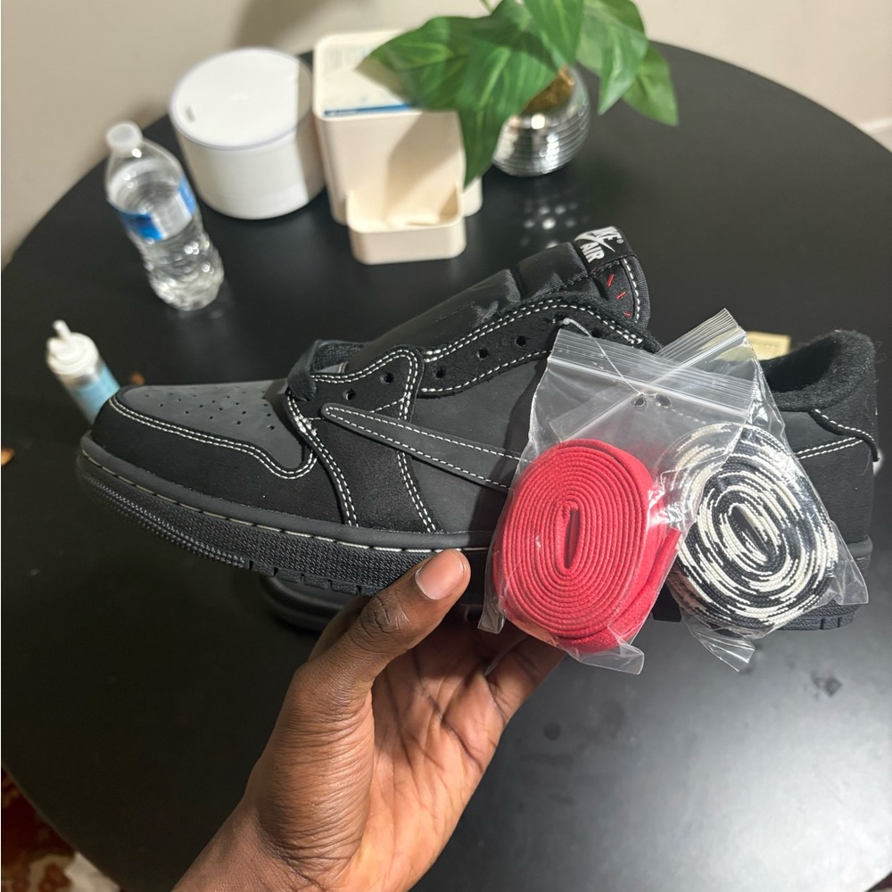 Jordan Black Sneakers with Red and White Laces